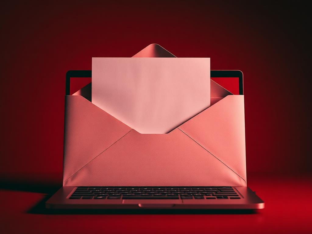 Envelope de e-mail comercial sobre notebook